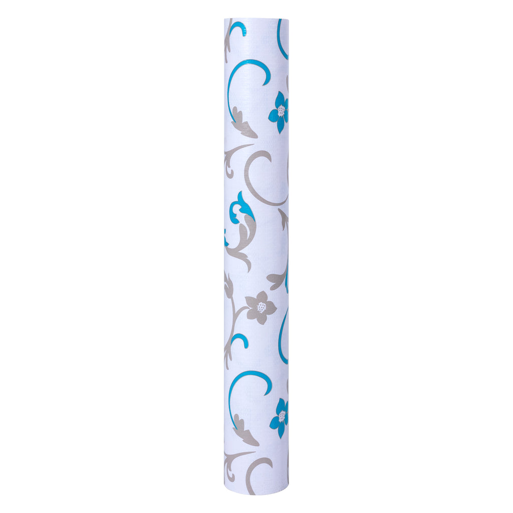 RAY STAR Grip Shelf Liner Non Adhesive, Easy Clean Kitchen Drawer, Cabinet, Cupboard Dresser Protector Cover（Blue flower branches)