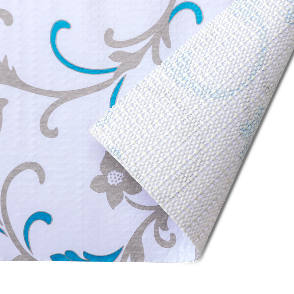 RAY STAR Grip Shelf Liner Non Adhesive, Easy Clean Kitchen Drawer, Cabinet, Cupboard Dresser Protector Cover（Blue flower branches)