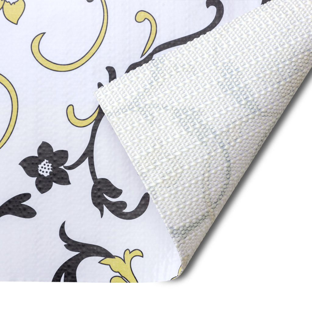 RAY STAR Grip Shelf Liner Non Adhesive, Easy Clean Kitchen Drawer, Cabinet, Cupboard Dresser Protector Cover（Black and yellow flower branches)