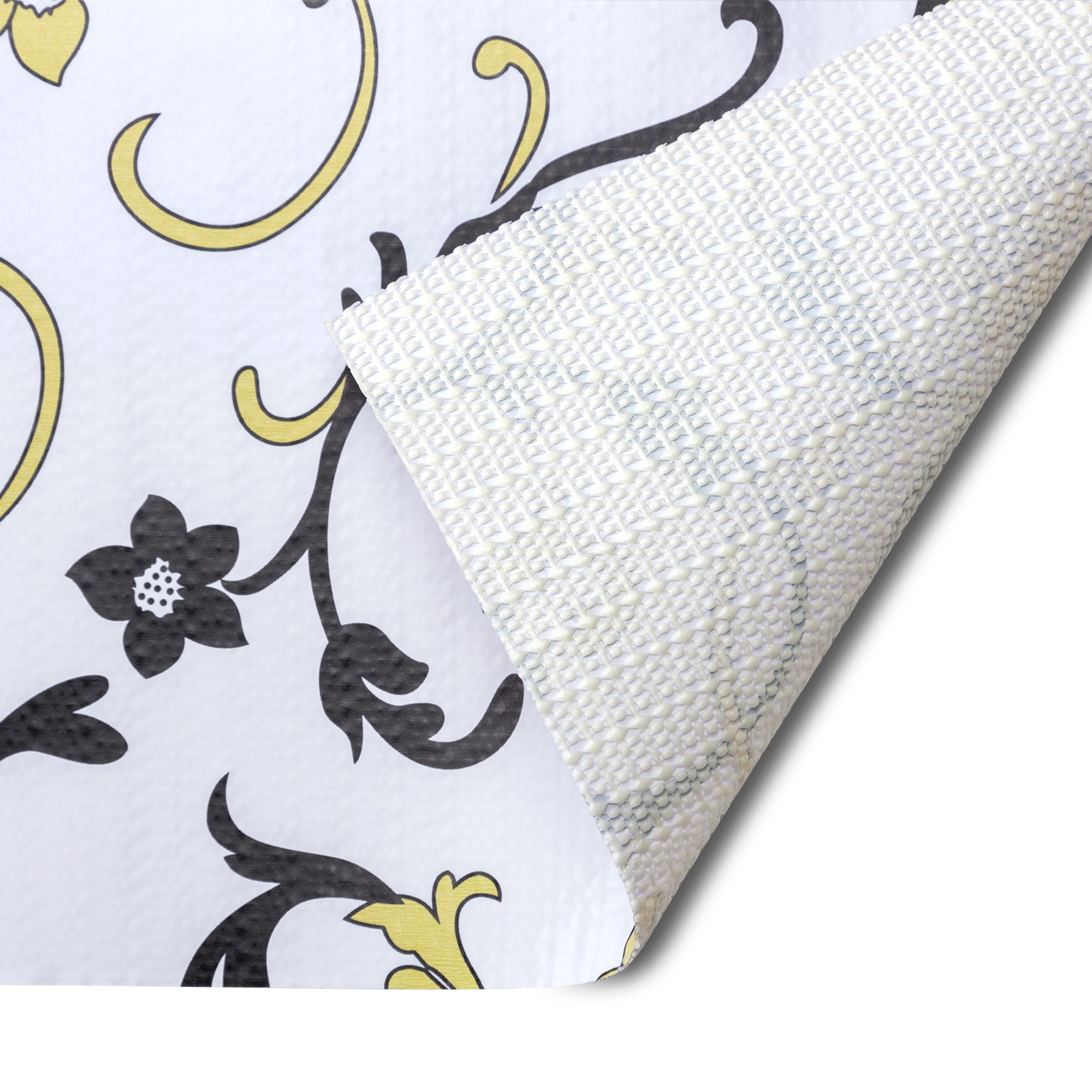 RAY STAR Grip Shelf Liner Non Adhesive, Easy Clean Kitchen Drawer, Cabinet, Cupboard Dresser Protector Cover（Black and yellow flower branches)