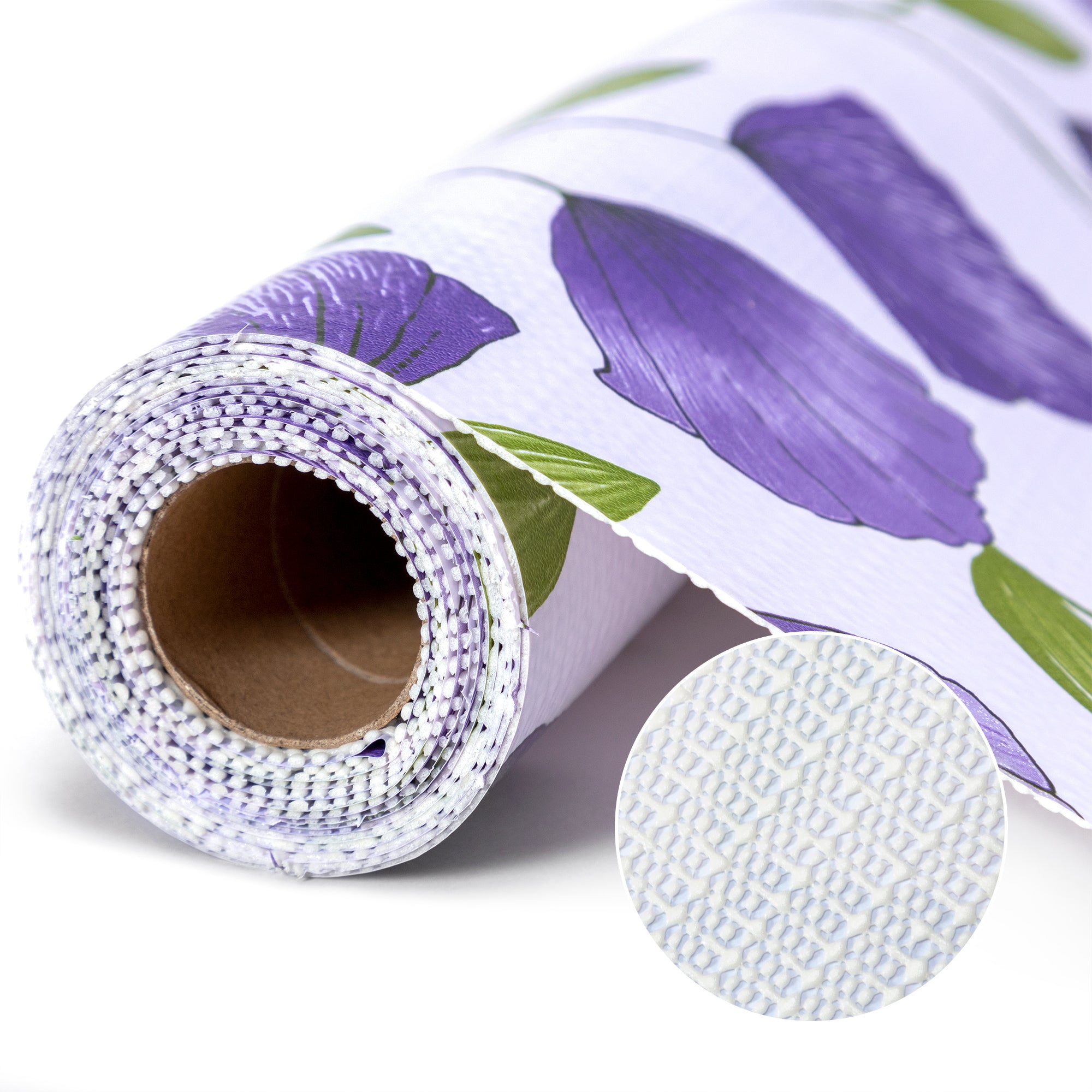 RAY STAR Four Leaf Clover Design Grip Shelf Liner Non Adhesive, Strong Grip Bottom, Easy Clean Kitchen Drawer, Cabinet, Cupboard Dresser Protector Cover（Purple Ginkgo Leaves)