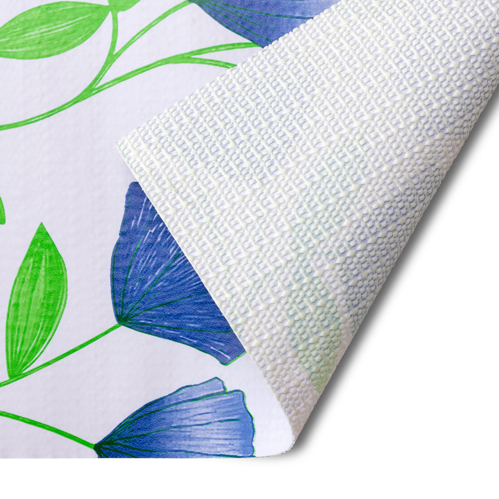RAY STAR Four Leaf Clover Design Grip Shelf Liner Non Adhesive, Strong Grip Bottom, Easy Clean Kitchen Drawer, Cabinet, Cupboard Dresser Protector Cover（Blue ginkgo leaf)