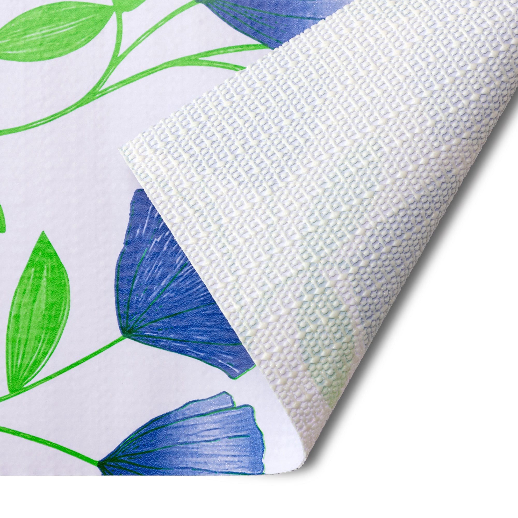 RAY STAR Four Leaf Clover Design Grip Shelf Liner Non Adhesive, Strong Grip Bottom, Easy Clean Kitchen Drawer, Cabinet, Cupboard Dresser Protector Cover（Blue ginkgo leaf)