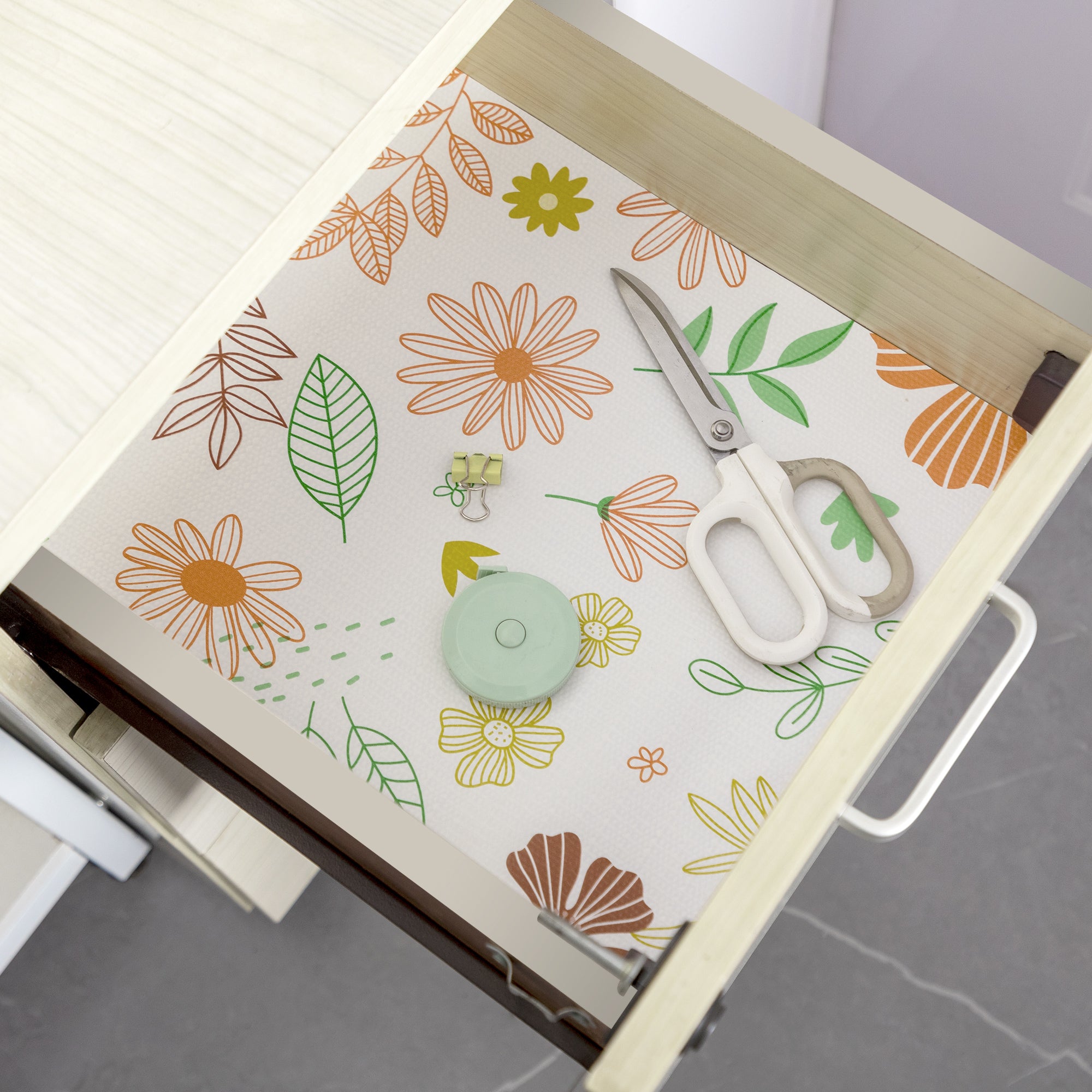 RAY STAR Blue Flora Design Grip Shelf Liner Non Adhesive, Strong Grip Bottom, Easy Clean Kitchen Drawer, Cabinet, Cupboard Dresser Protector Cover, Non Slip (Colorful Small Flowers)