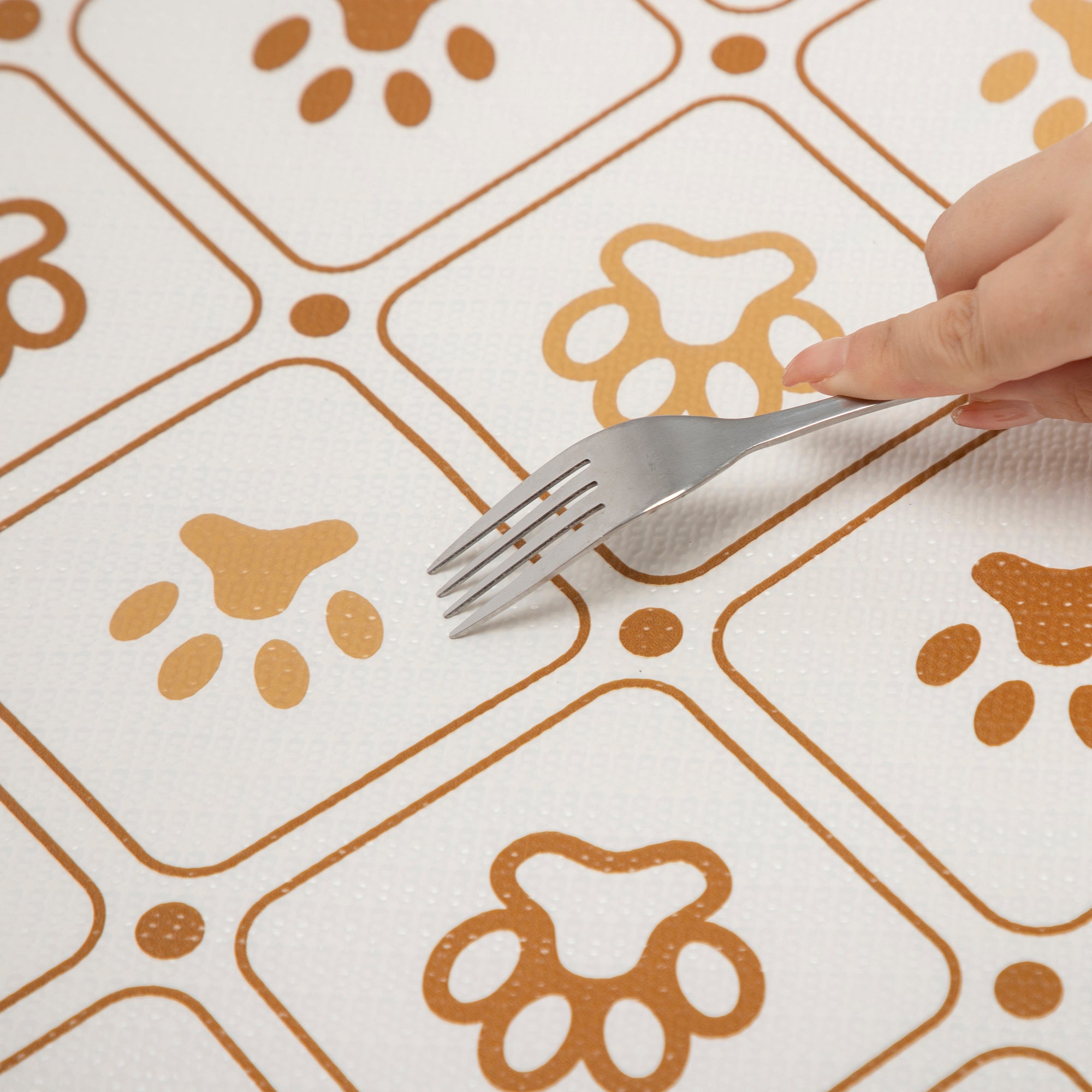 RAY STAR Grip Shelf Liner Non Adhesive, Easy Clean Kitchen Drawer, Cabinet, Cupboard Dresser Protector Cover Orange puppy footprints