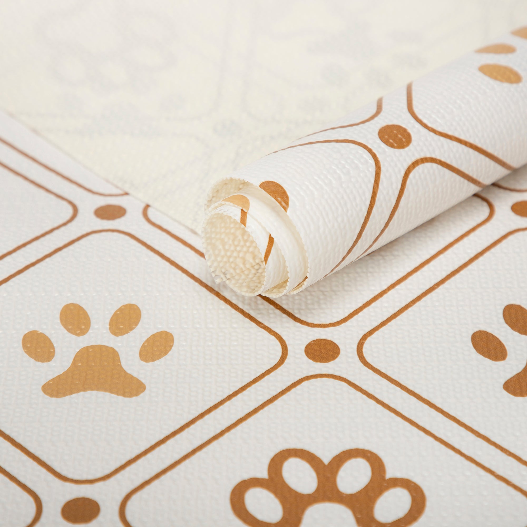 RAY STAR Grip Shelf Liner Non Adhesive, Easy Clean Kitchen Drawer, Cabinet, Cupboard Dresser Protector Cover Orange puppy footprints