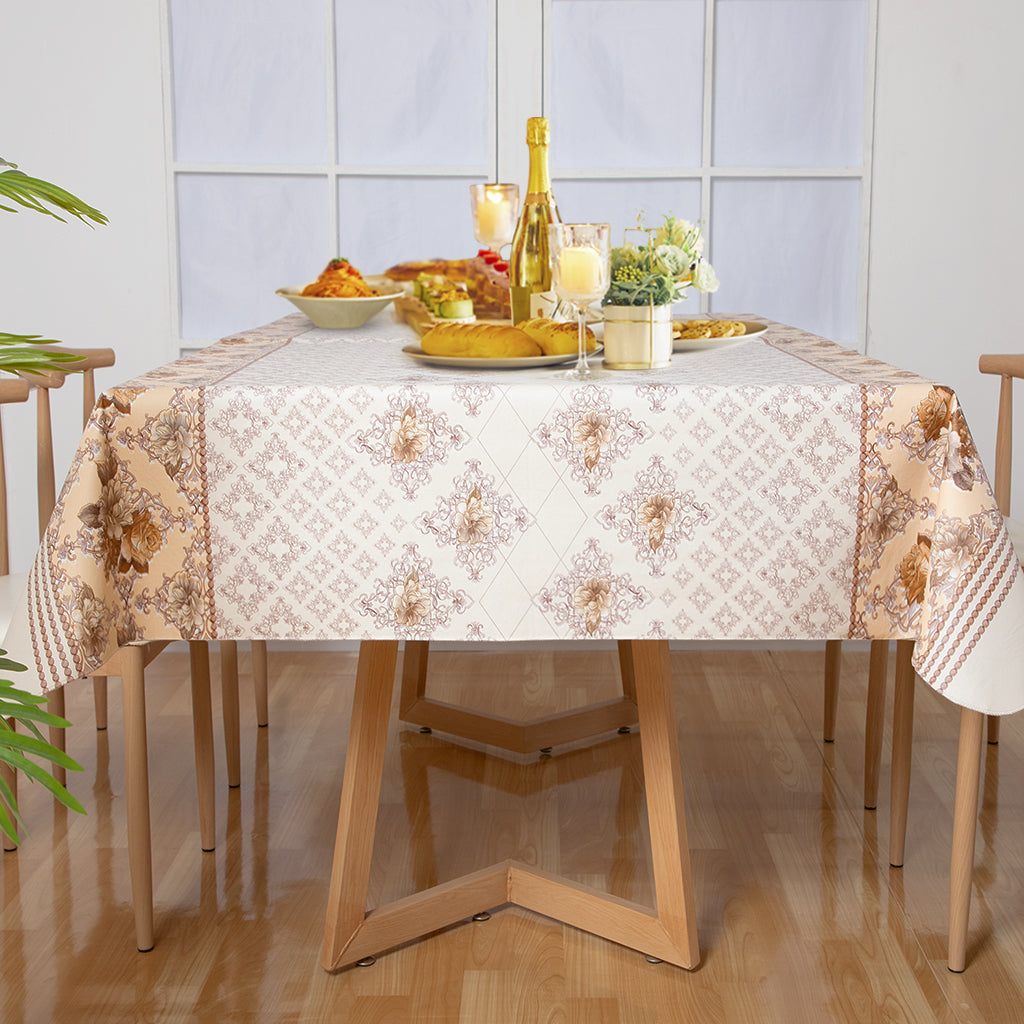 Christmas Retro dark pattern Tablecloth Table Cover Vinyl Surface with Flannel Backing Oilcloth Waterproof holiday