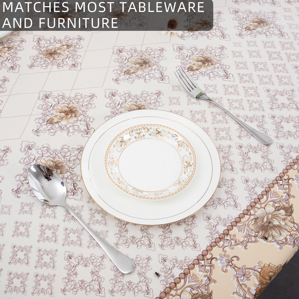 Christmas Retro dark pattern Tablecloth Table Cover Vinyl Surface with Flannel Backing Oilcloth Waterproof holiday