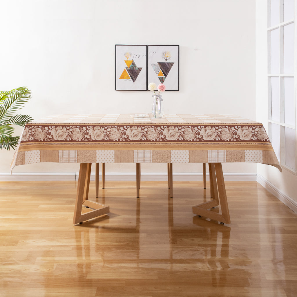 Christmas Retro dark Gold pattern Tablecloth Table Cover Vinyl Surface with Flannel Backing Oilcloth Waterproof holiday