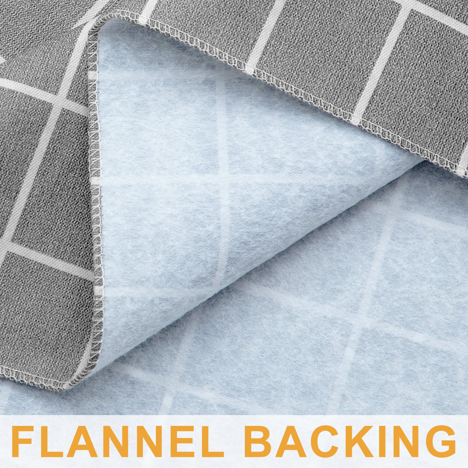 RAY STAR Grey background and white grid Tablecloth With Flannel Backing Round and Rectangle