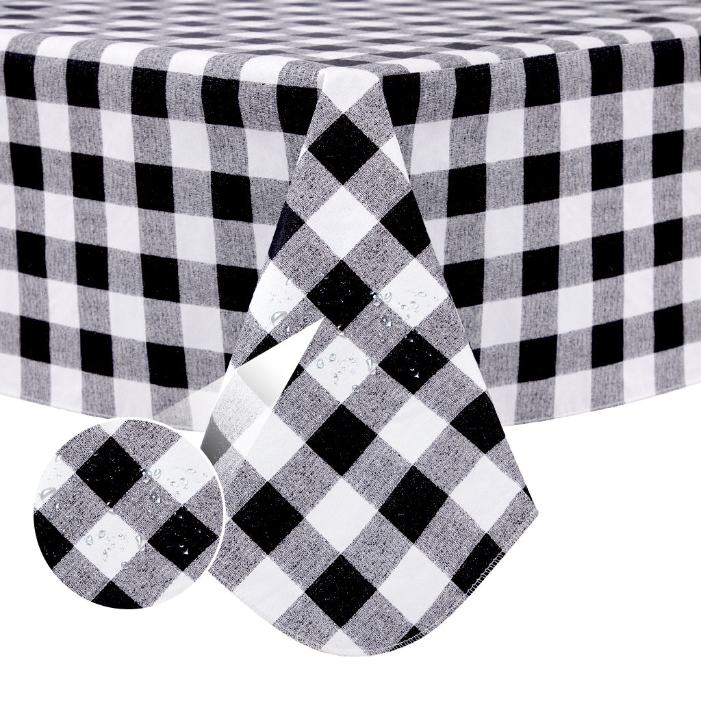 RAY STAR Black Tablecloth With Flannel Backing Round and Rectangle