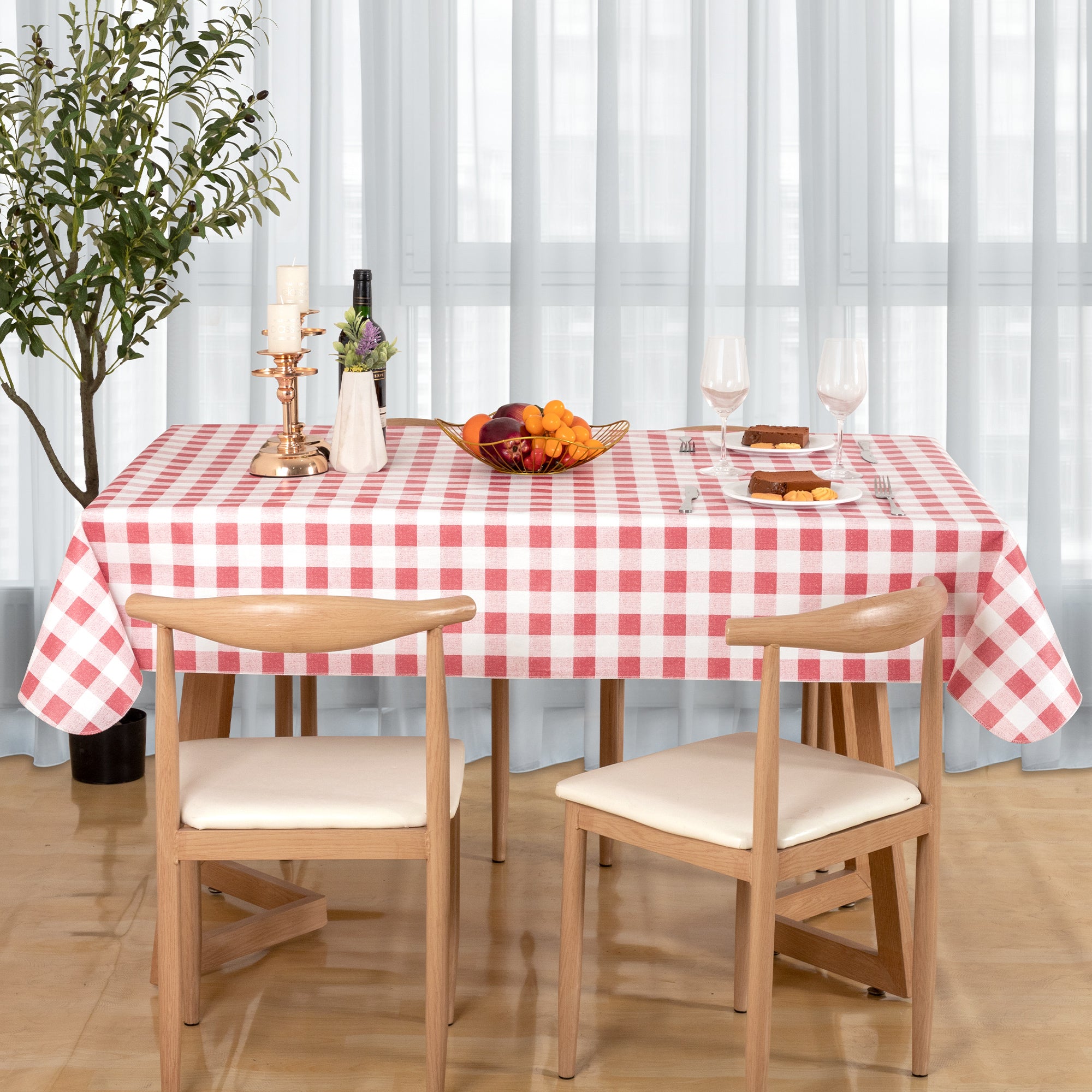 RAY STAR Pink Tablecloth With Flannel Backing Round and Rectangle