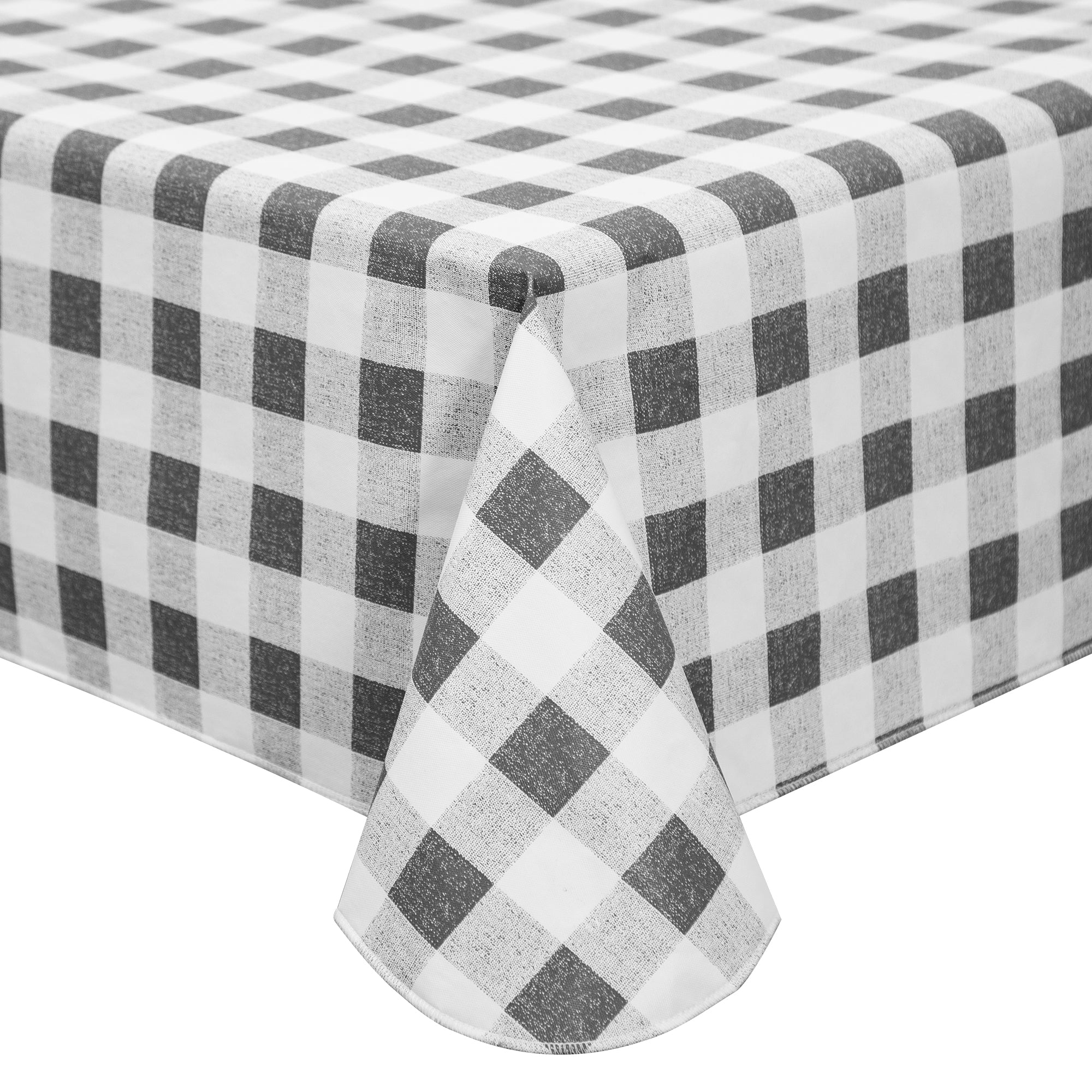 RAY STAR Gray grid Tablecloth With Flannel Backing Round and Rectangle