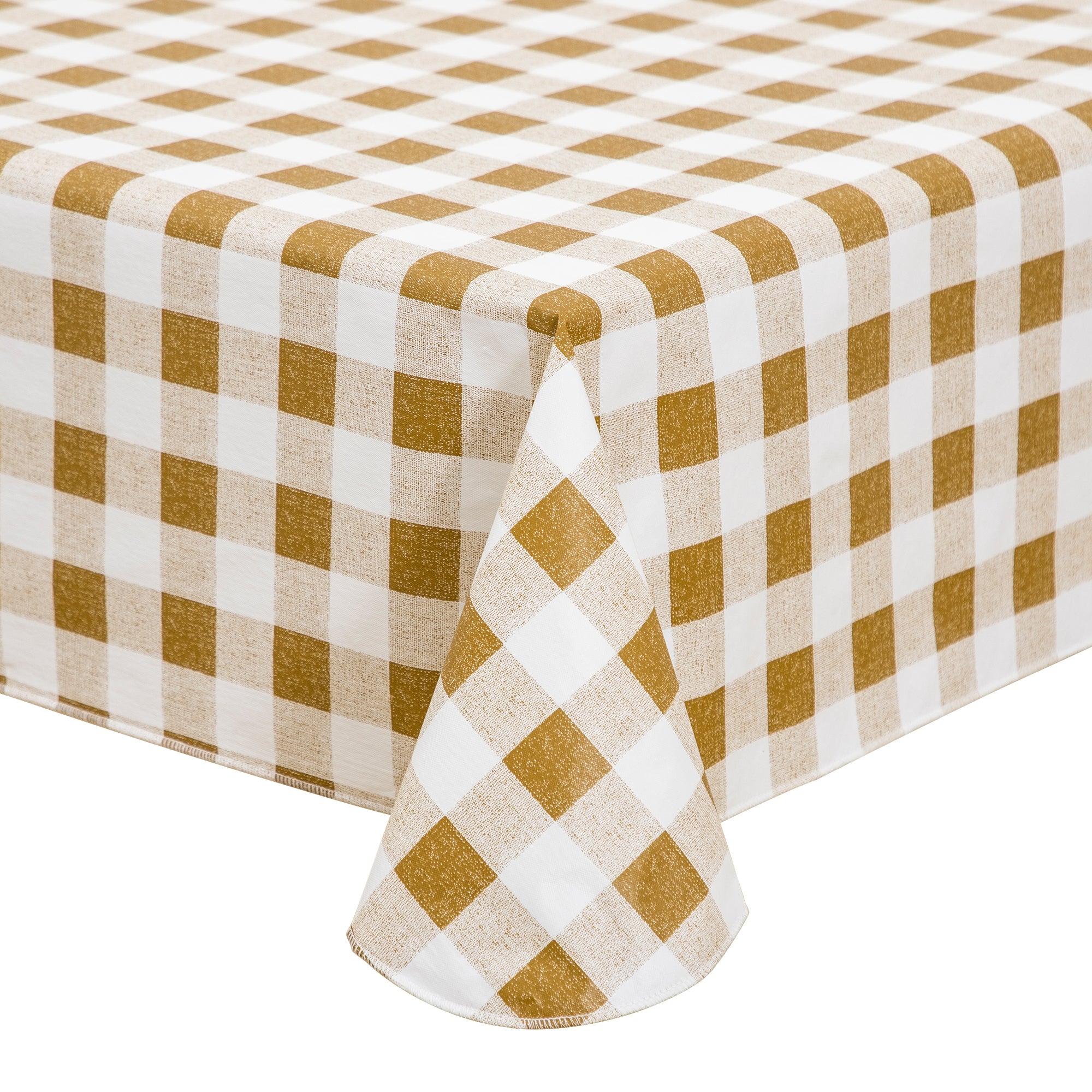 RAY STAR Yellow grid Tablecloth With Flannel Backing Round and Rectangle