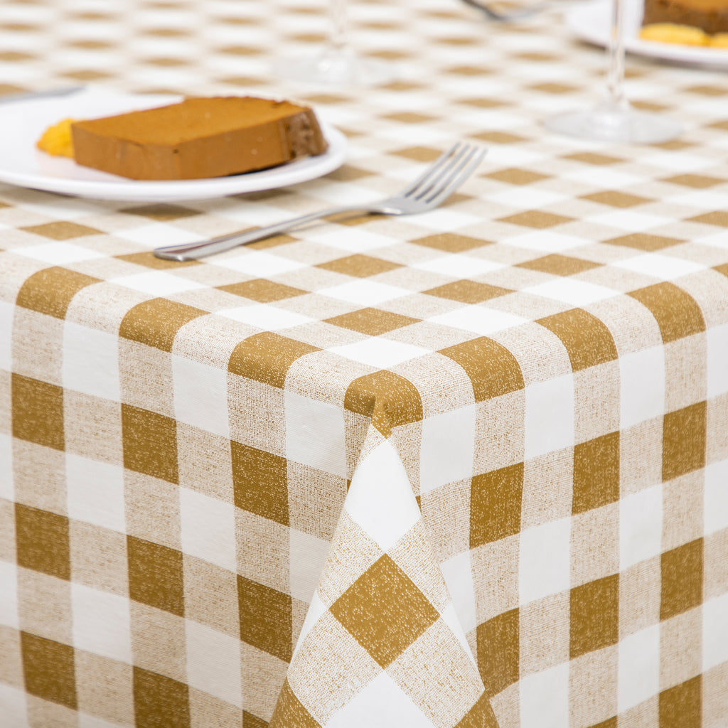 RAY STAR Yellow grid Tablecloth With Flannel Backing Round and Rectangle