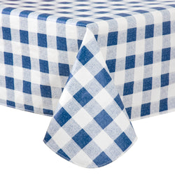 RAY STAR Blue grid Tablecloth With Flannel Backing Round and Rectangle