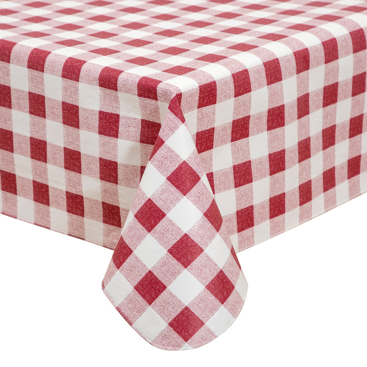 RAY STAR Pink Red grid Tablecloth With Flannel Backing Round and Rectangle