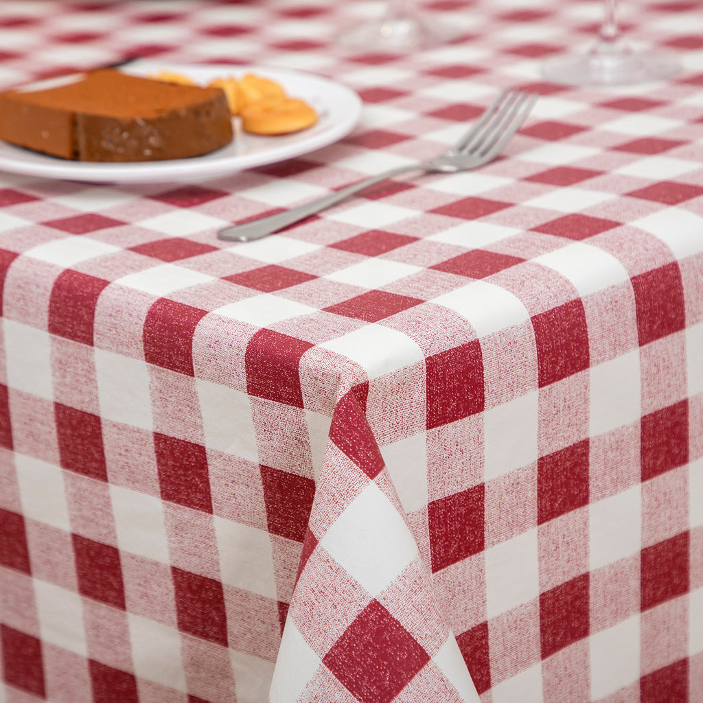 RAY STAR Pink Red grid Tablecloth With Flannel Backing Round and Rectangle