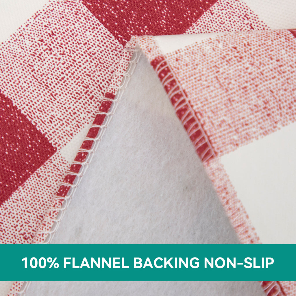 RAY STAR Pink Red grid Tablecloth With Flannel Backing Round and Rectangle