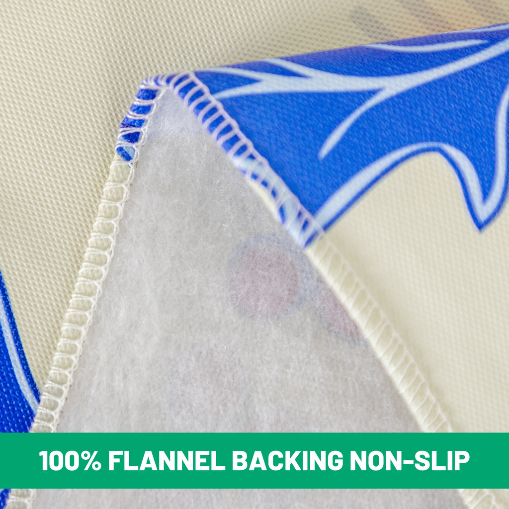 RAY STAR Beige base with blue berry small bow Tablecloth With Flannel Backing Round and Rectangle