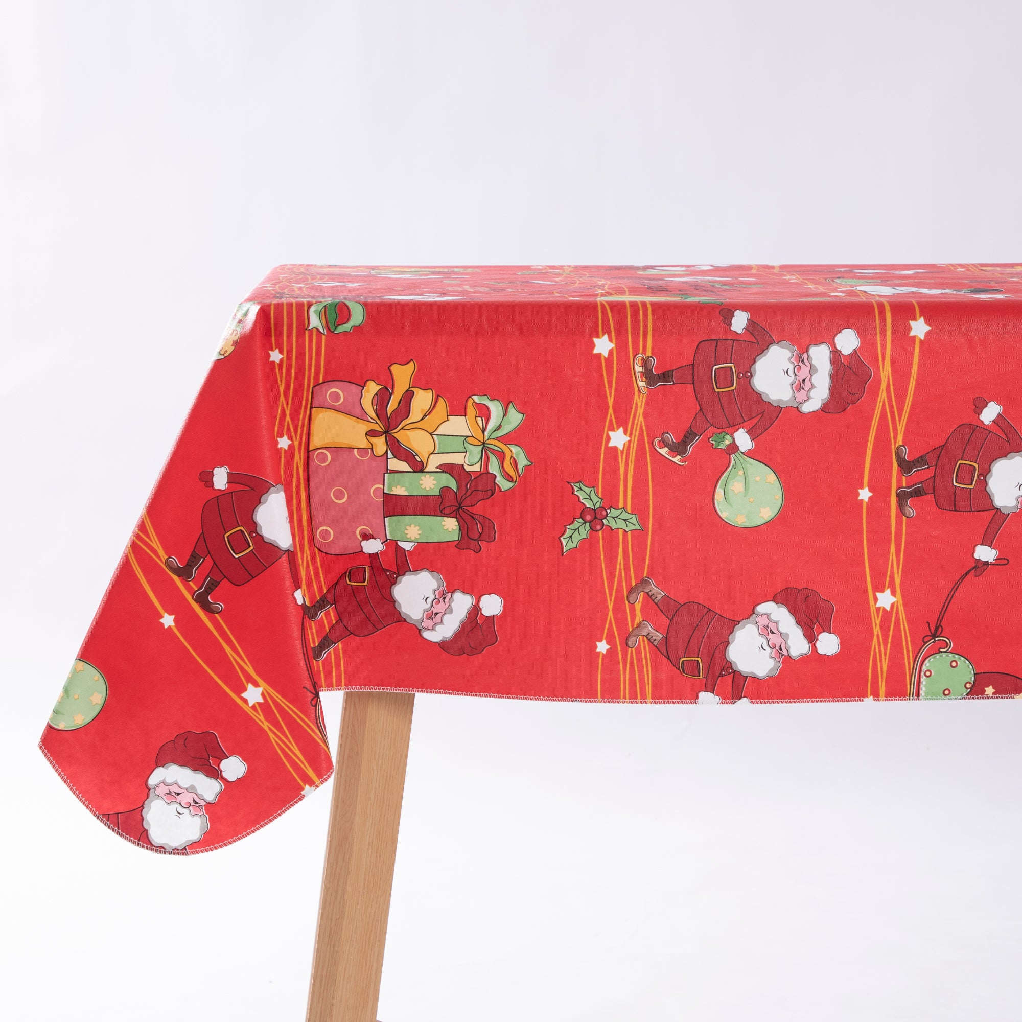 RAY STAR Red cartoon Santa Claus Tablecloth With Flannel Backing Round and Rectangle