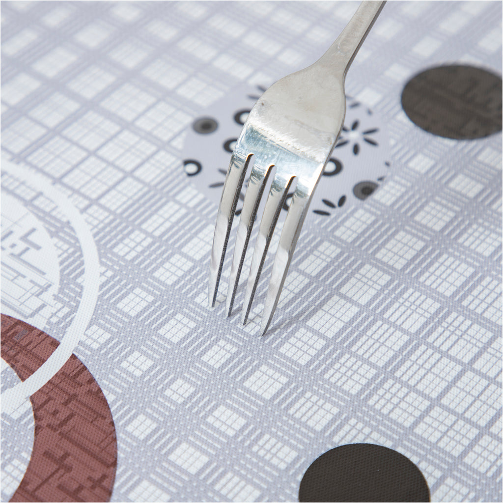 RAY STAR Cute Circle Tablecloth With Flannel Backing Round and Rectangle (Grey Blue)