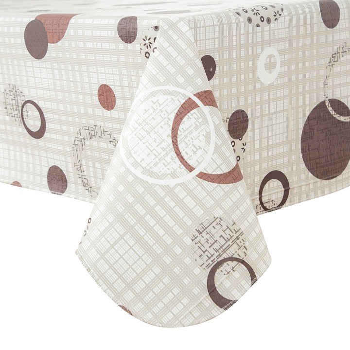 RAY STAR Cute Circle Tablecloth With Flannel Backing Round and Rectangle (Beige)