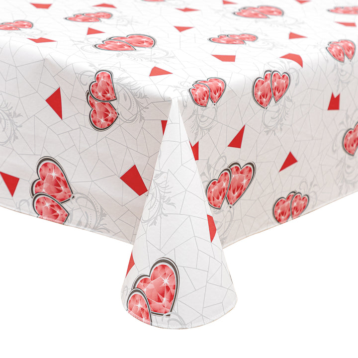 RAY STAR Valentine's Day special pink red crystal heart Tablecloth With Flannel Backing Round and Rectangle