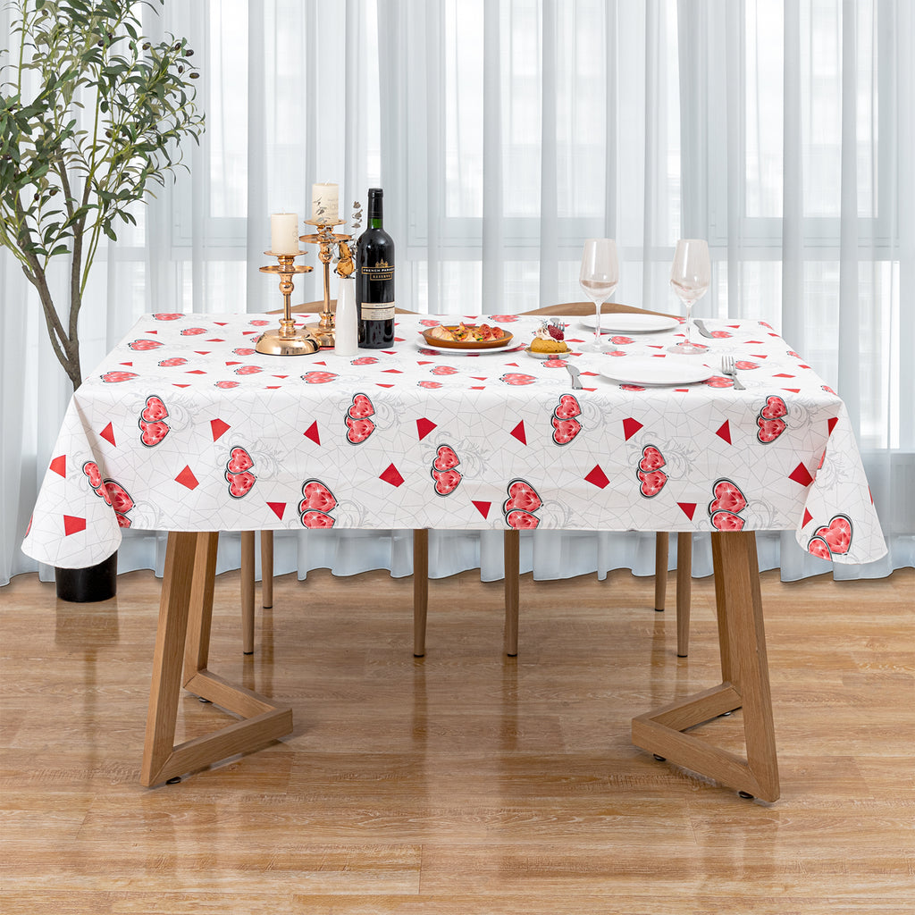 RAY STAR Valentine's Day special pink red crystal heart Tablecloth With Flannel Backing Round and Rectangle