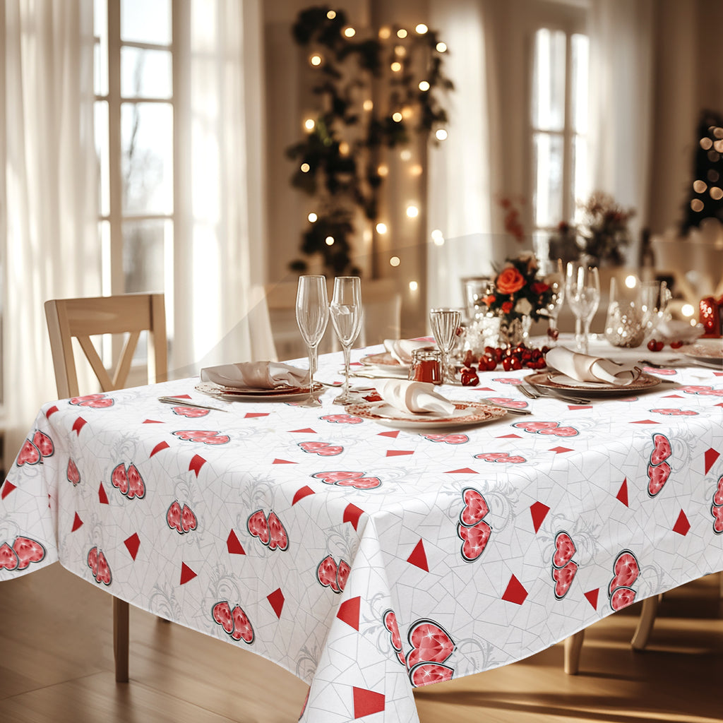 RAY STAR Valentine's Day special pink red crystal heart Tablecloth With Flannel Backing Round and Rectangle