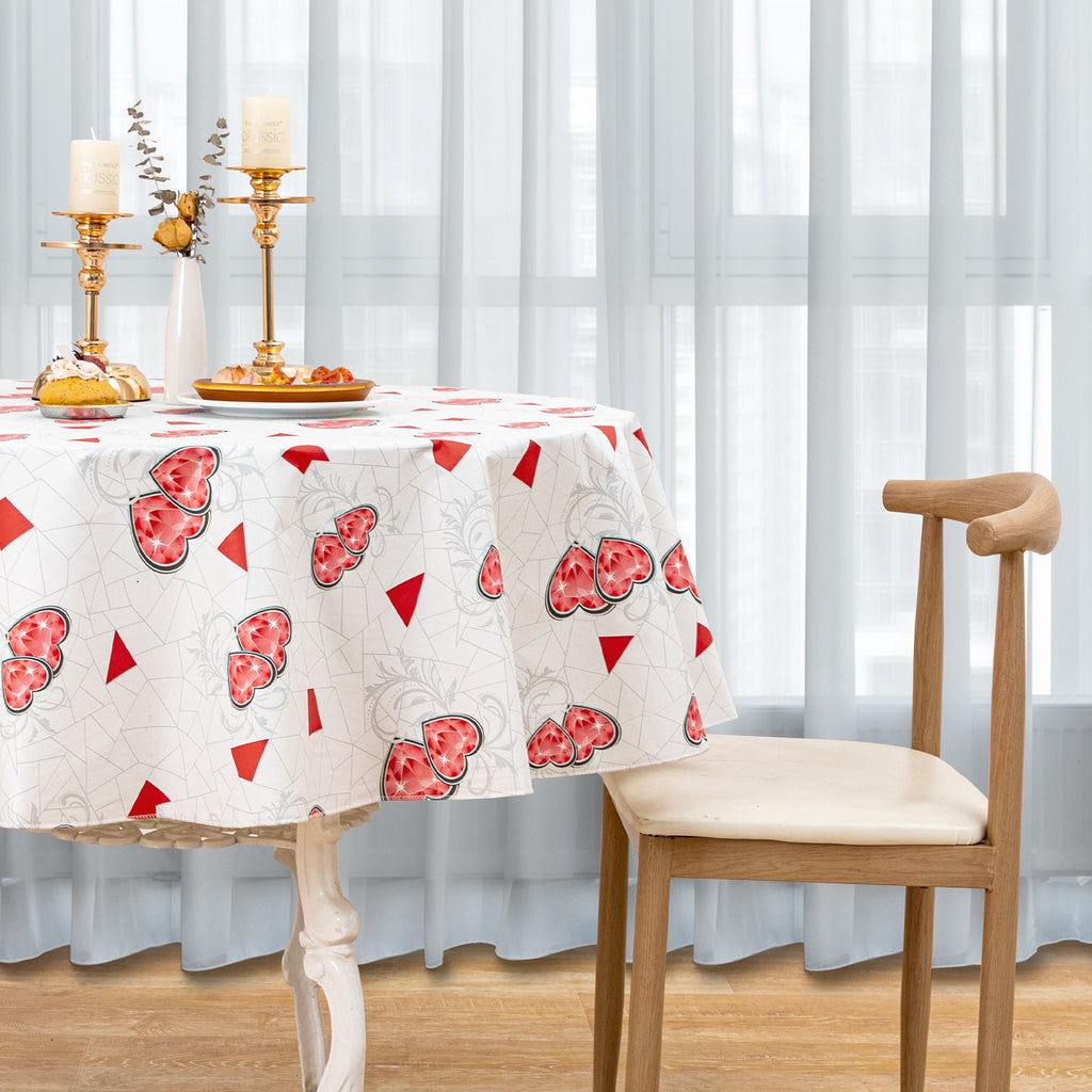 RAY STAR Valentine's Day special pink red crystal heart Tablecloth With Flannel Backing Round and Rectangle