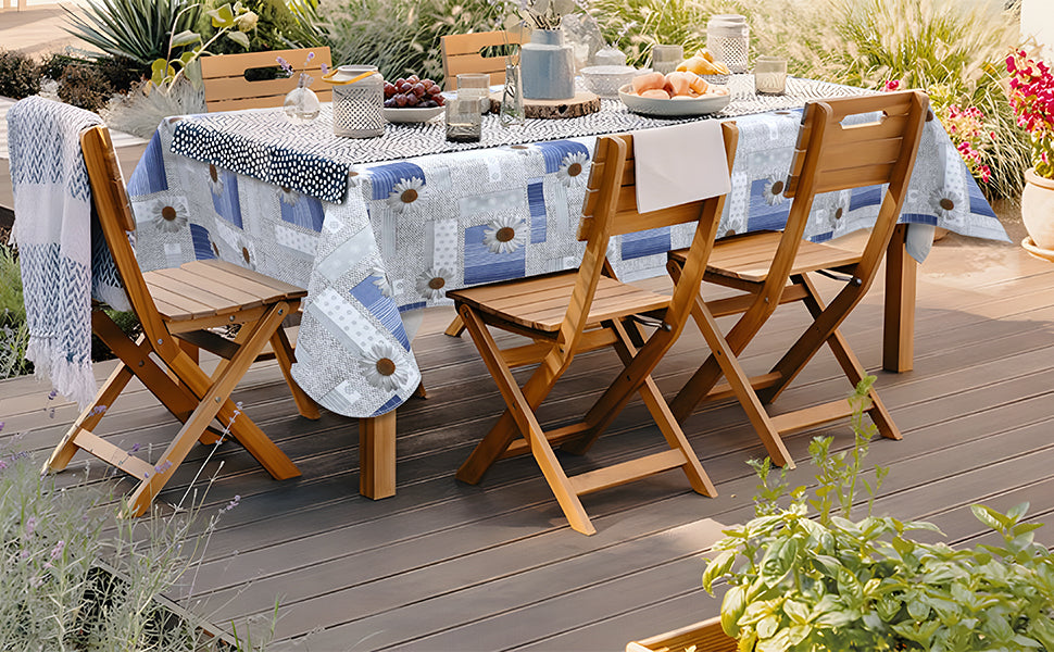 RAY STAR White Lily Design Vinyl Tablecloth With Flannel Backing Round and Rectangle