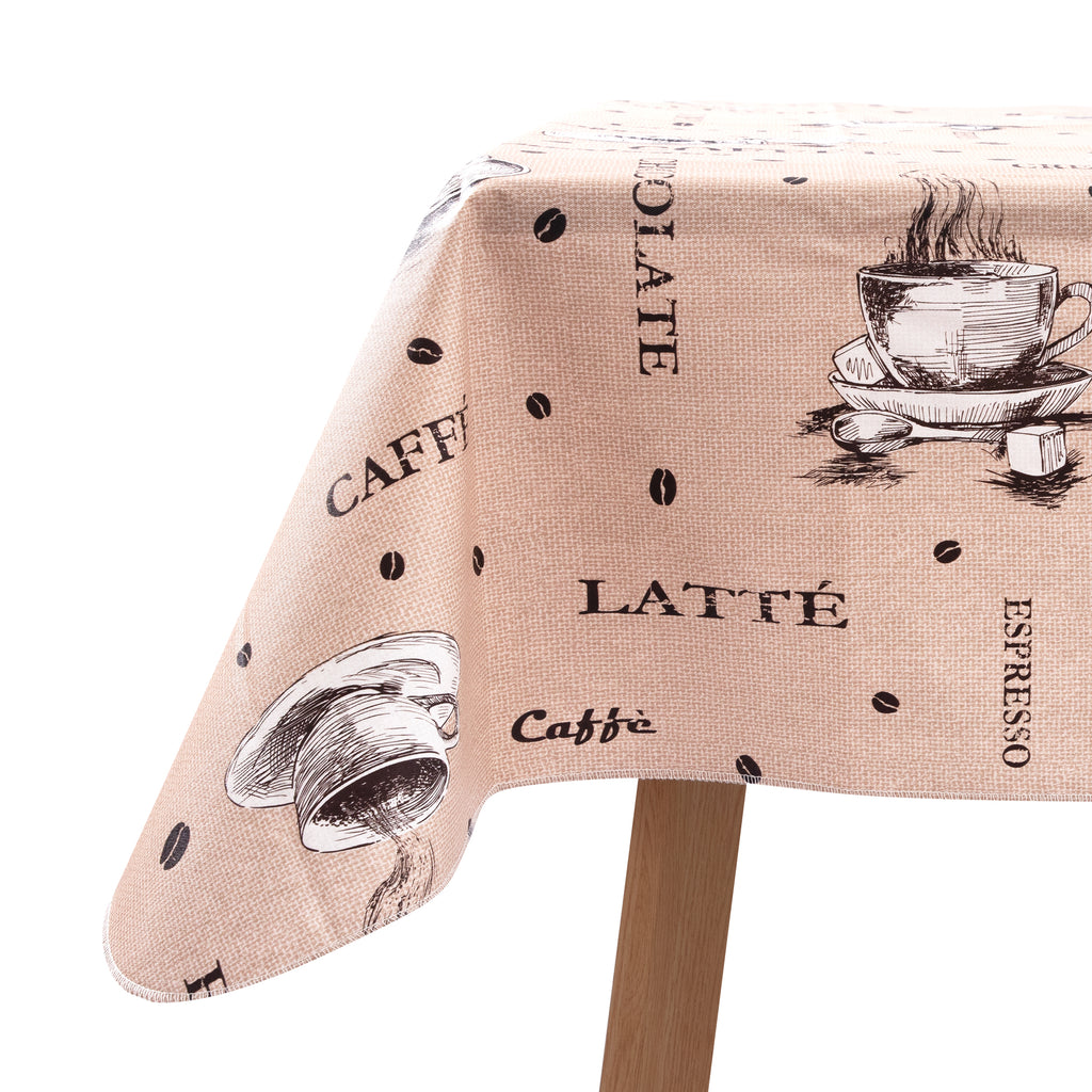 RAY STAR Light brown vintage coffee Tablecloth With Flannel Backing Round and Rectangle