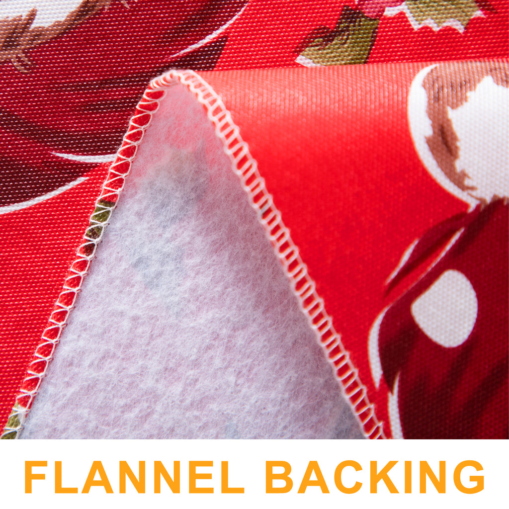 Christmas Santa Claus gift tablecloth Vinyl Surface with Flannel Backing Oilcloth Waterproof holiday(Red type)