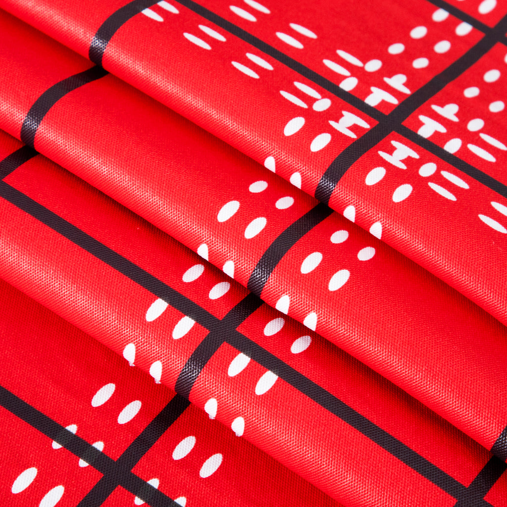 Christmas Red grid Tablecloth Vinyl Surface with Flannel Backing Oilcloth Waterproof holiday