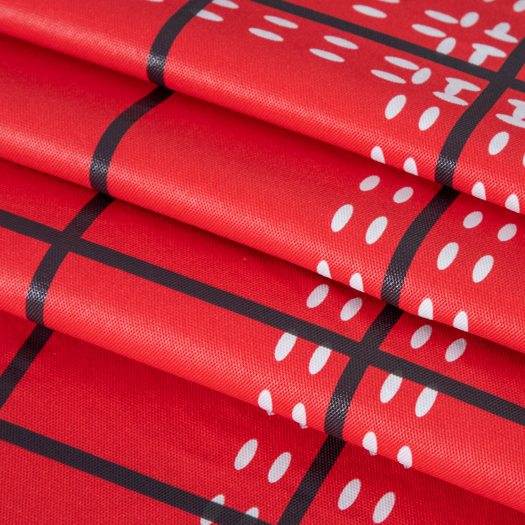 Christmas Red grid Tablecloth Vinyl Surface with Flannel Backing Oilcloth Waterproof holiday