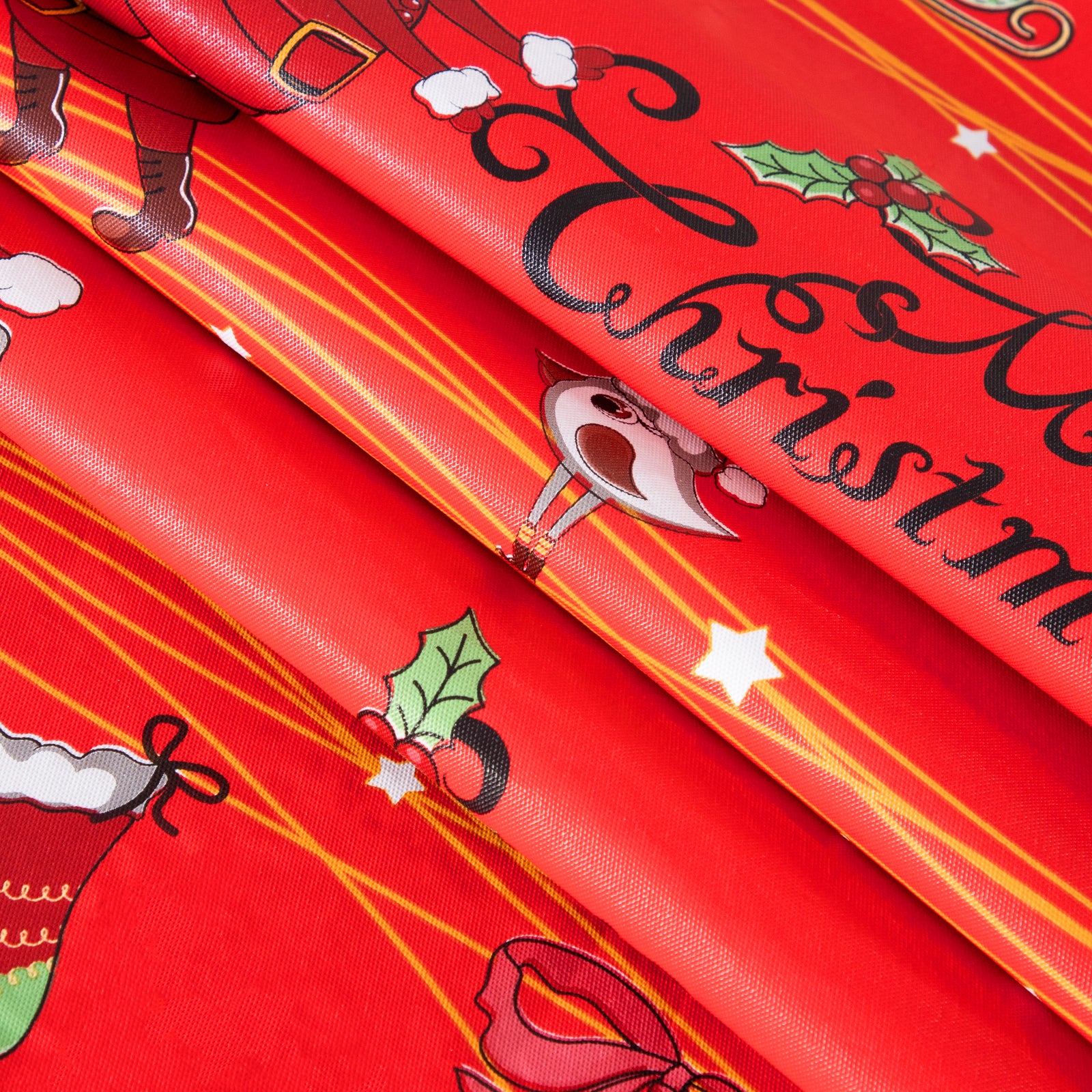Christmas Red Santa Claus Tablecloth Table Cover Vinyl Surface with Flannel Backing Oilcloth Waterproof holiday