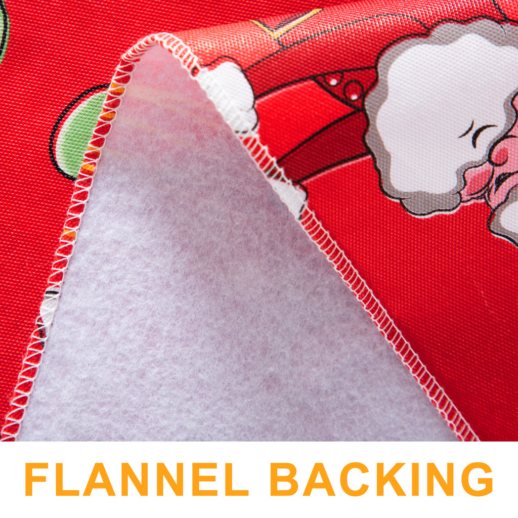 Christmas Red Santa Claus Tablecloth Table Cover Vinyl Surface with Flannel Backing Oilcloth Waterproof holiday