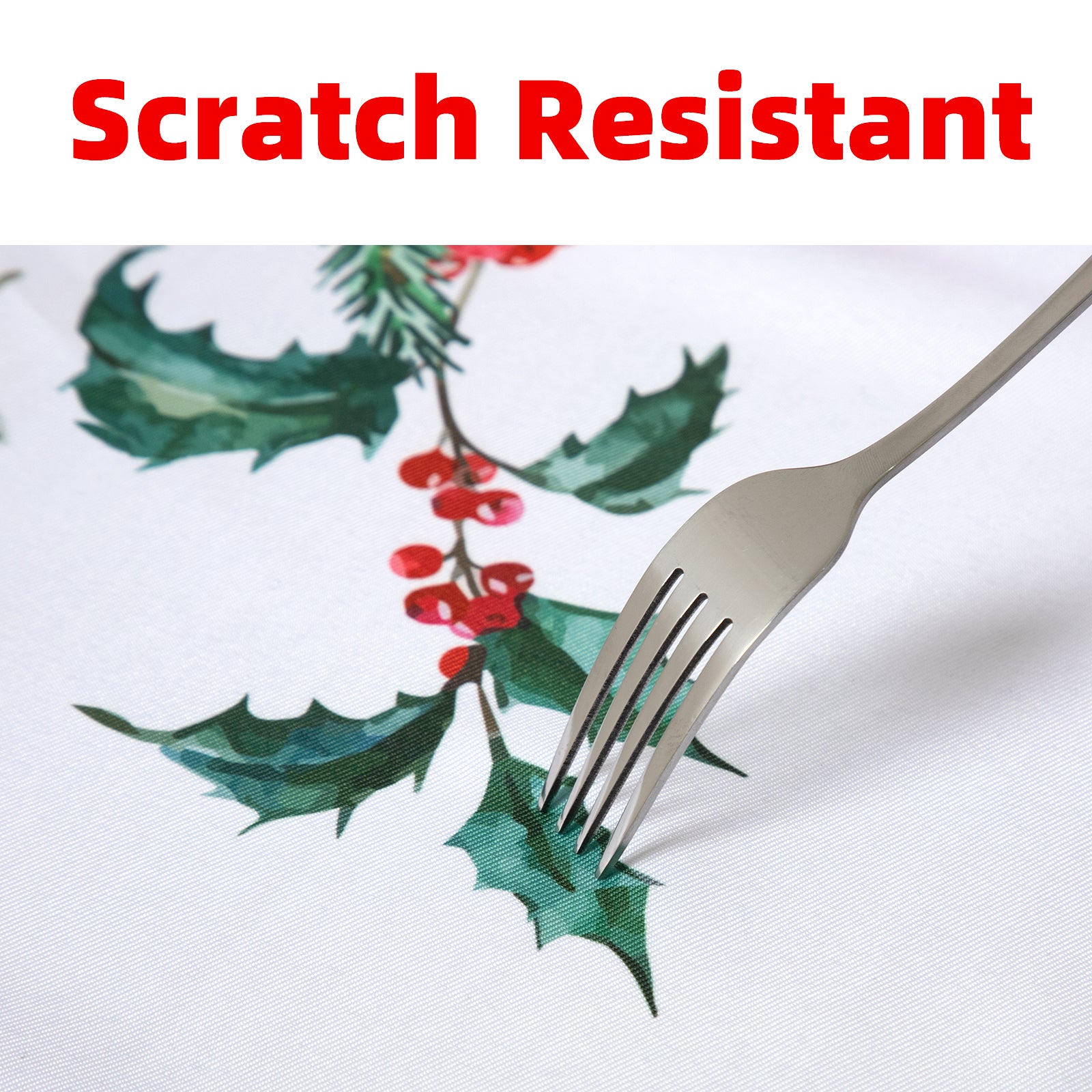 Christmas Vibrant flowers  Poinsettia Tablecloth Vinyl Surface with Flannel Backing Oilcloth Waterproof holiday