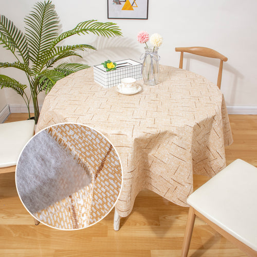 Classic yellow beige Polyester Tablecloth Vinyl Surface with Flannel Backing Oilcloth Waterproof holiday