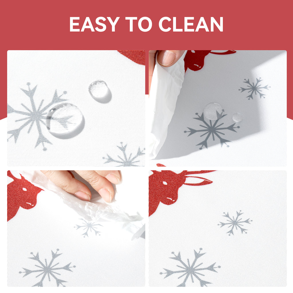 Christmas Deer snowy Tablecloth polyester surface with Flannel Backing Oilcloth Waterproof holiday floral plastic tablecloth