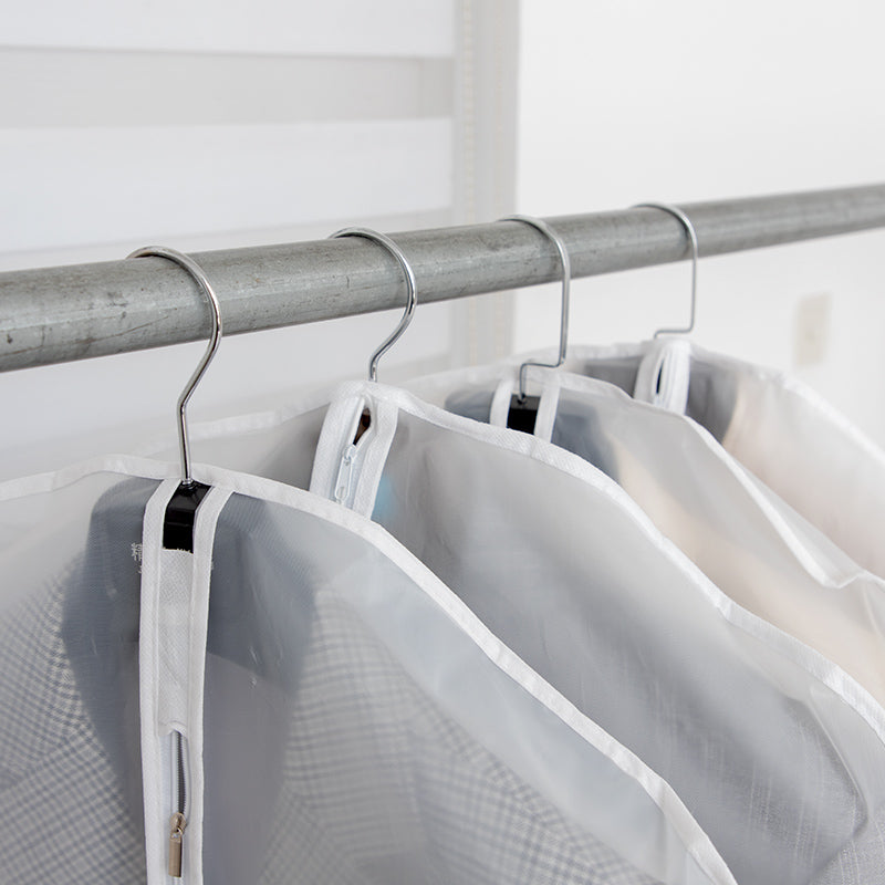 RAY STAR Hanging Garment Bag White Lightweight Clear Full Zipper Suit Bags PEVA Breathable Garment Cover for Suit Closet Clothes Storage