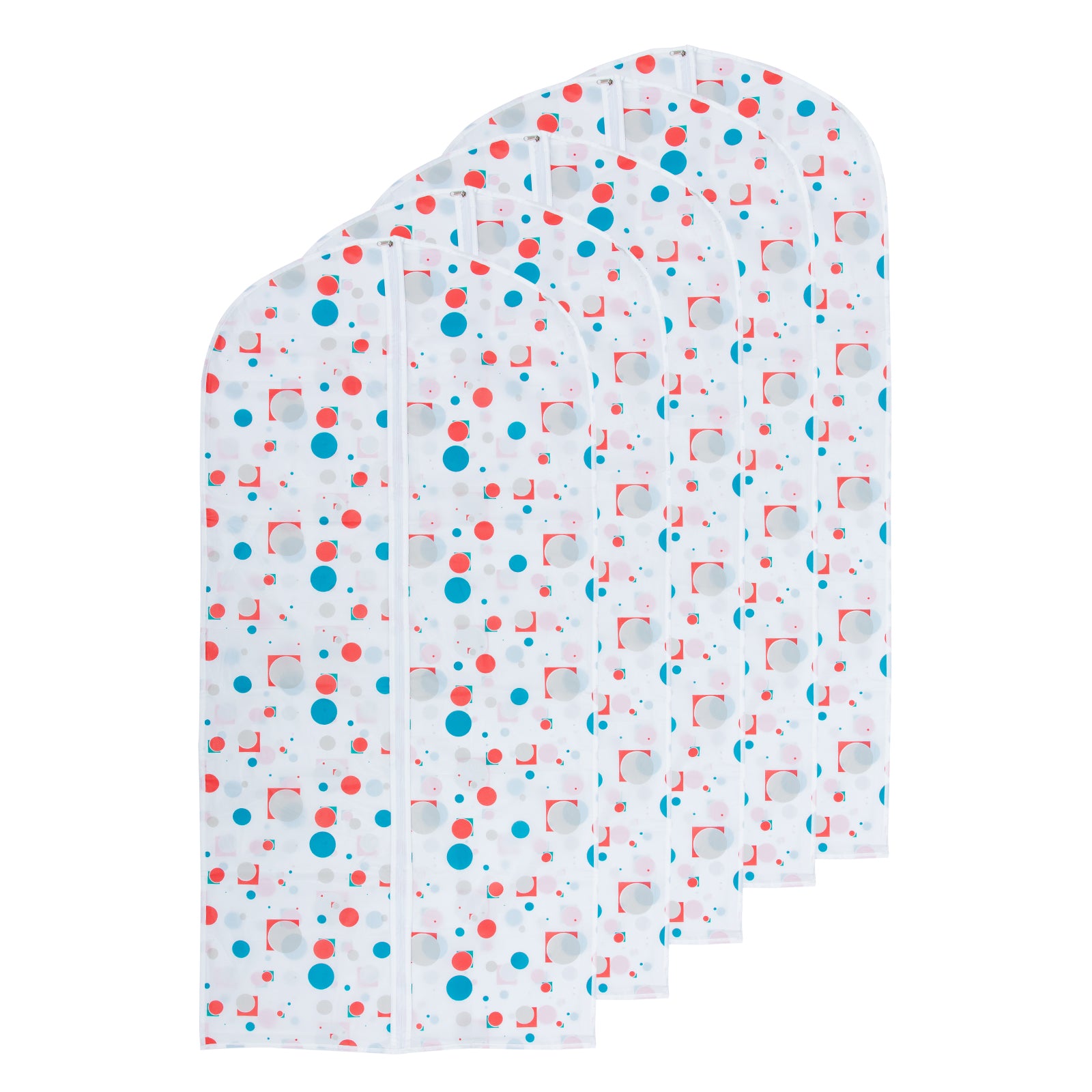 RAY STAR Colorful Dot Hanging Garment Bag White Lightweight Clear Full Zipper Suit Bags PEVA Breathable Garment Cover for Suit Closet Clothes Storage