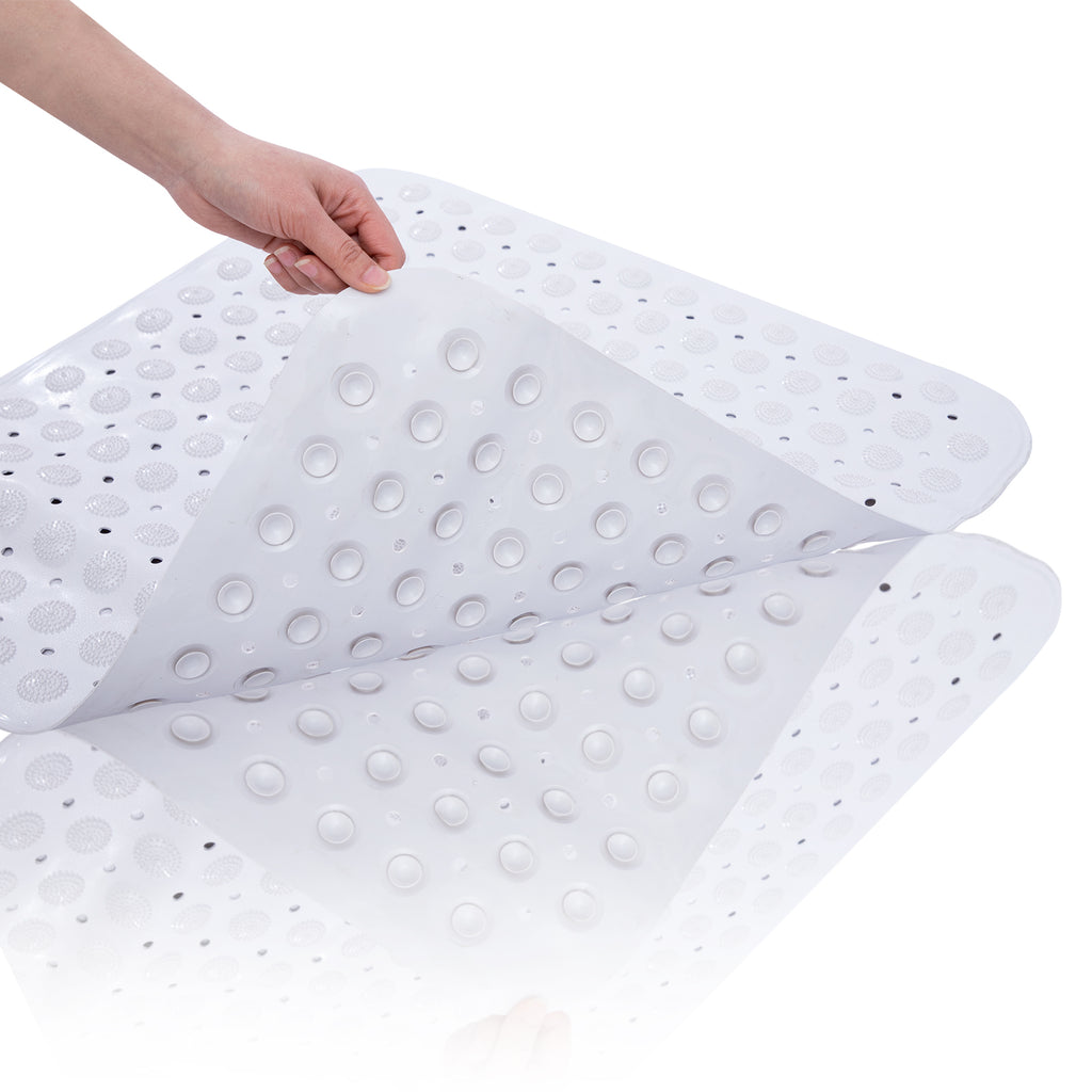 RAY STAR Non-Slip Bathtub Mat White Square Theme 25.2''X26.3''
