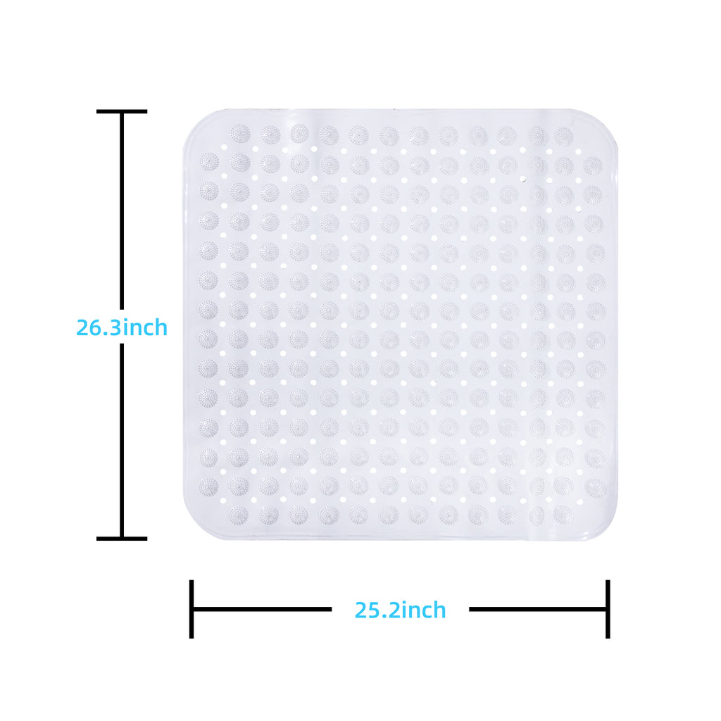 RAY STAR Non-Slip Bathtub Mat White Square Theme 25.2''X26.3''