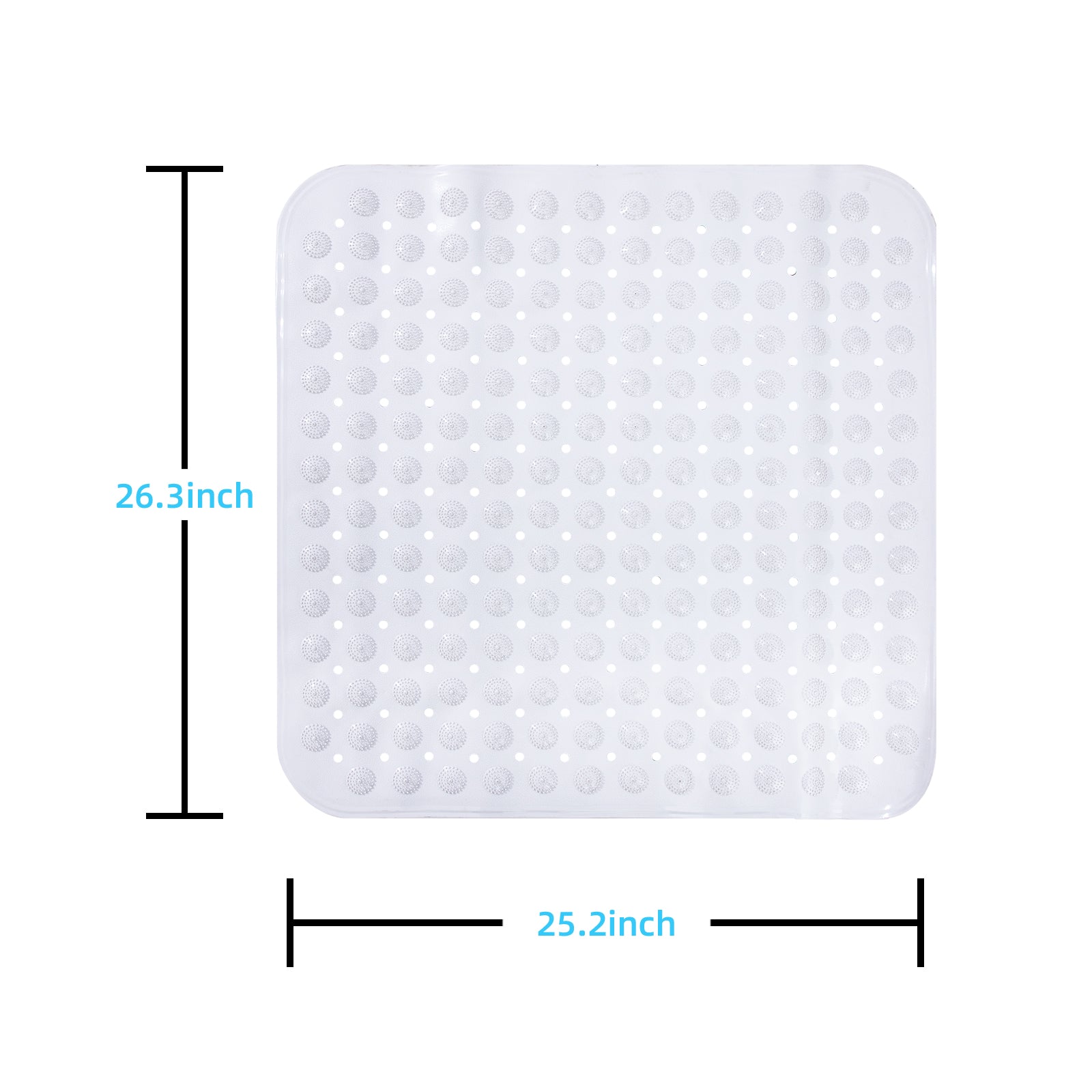 RAY STAR Non-Slip Bathtub Mat White Square Theme 25.2''X26.3''