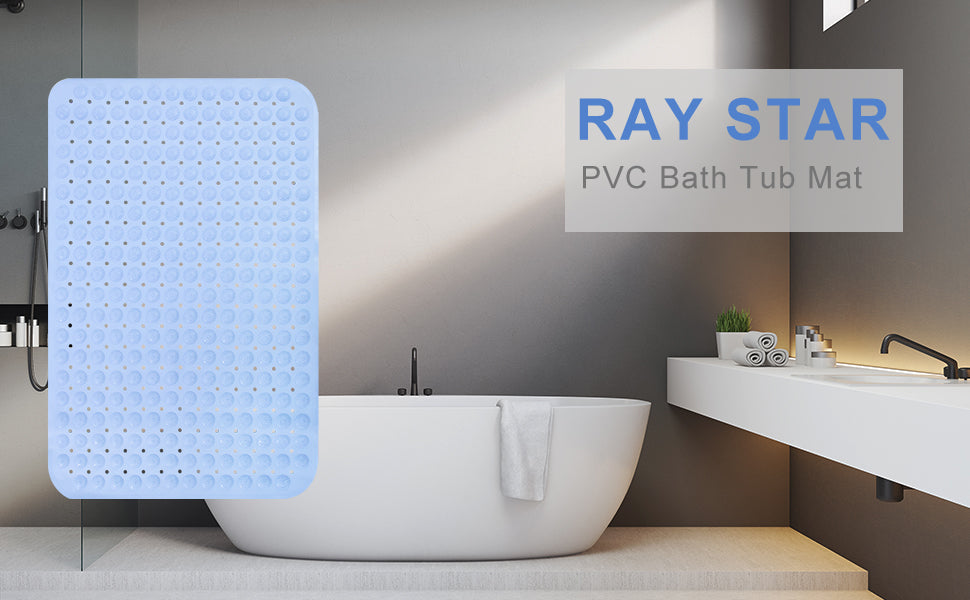 RAY STAR Non-Slip Bathtub Mat Blue 22.4''X35.4''
