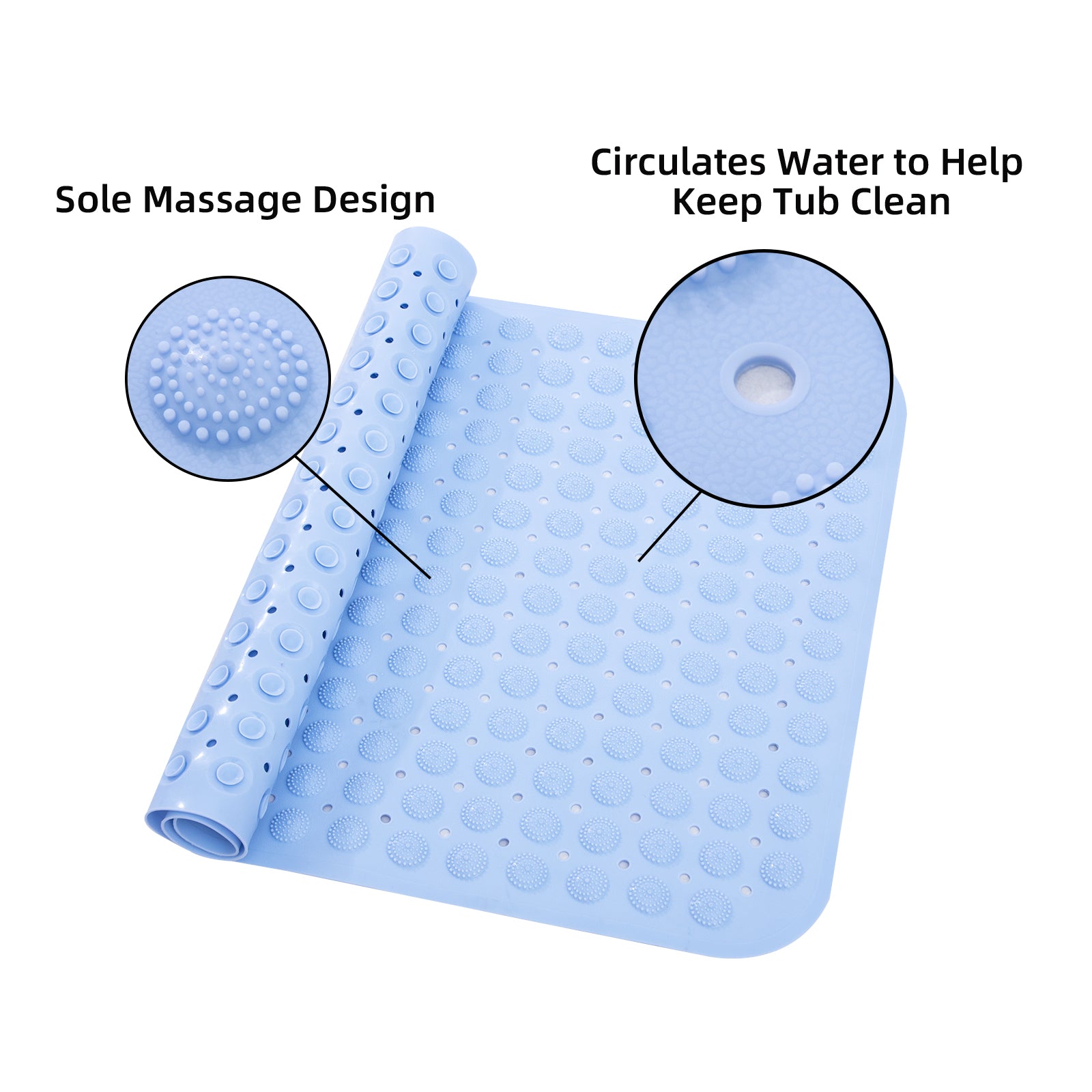 RAY STAR Non-Slip Bathtub Mat Blue 22.4''X35.4''