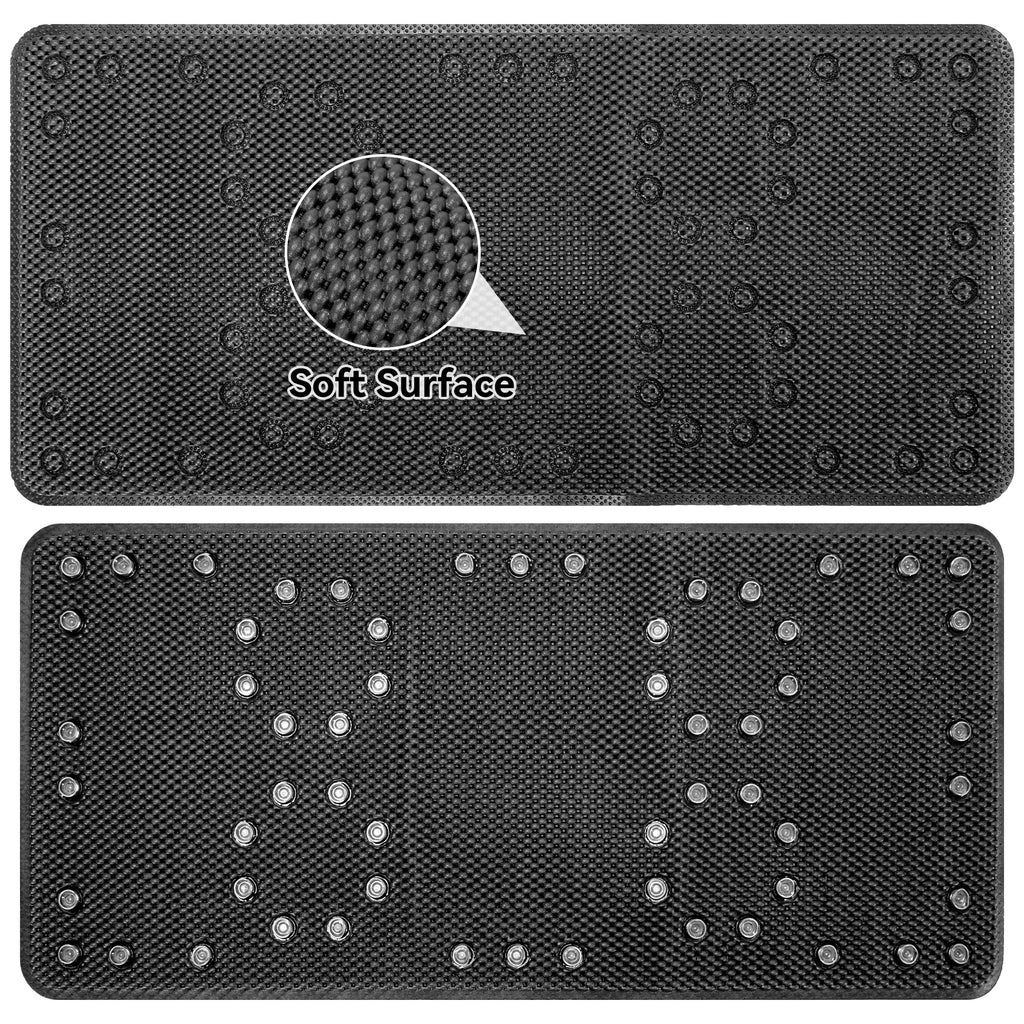 RAY STAR 17''X36'' double-layer Black Non Slip, Soft Foam Bathtub Mats Bath Mat with Drain Holes, Suction Cups