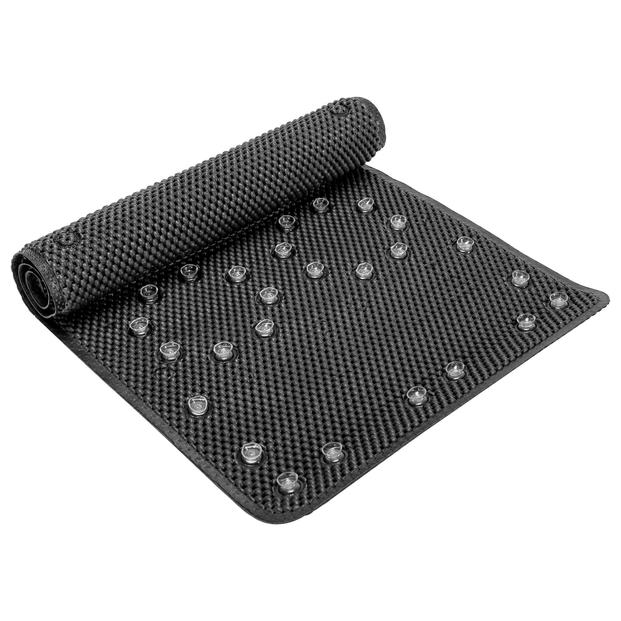 RAY STAR 17''X36'' double-layer Black Non Slip, Soft Foam Bathtub Mats Bath Mat with Drain Holes, Suction Cups